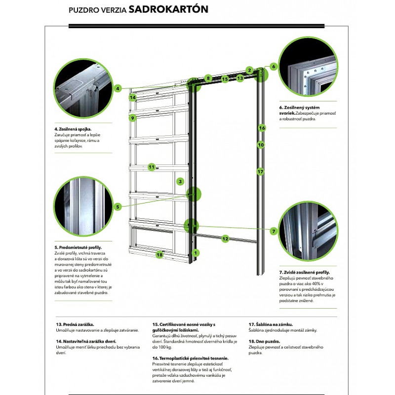 Stavebné Puzdro ECLISSE SYNTESIS LUCE jednokrídlové sadrokartón
